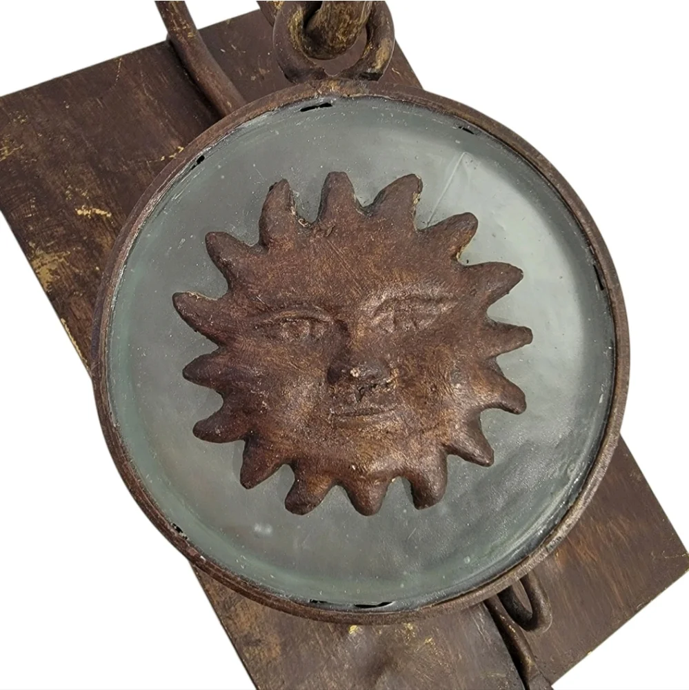 VTG Celestial Wall Decor Sun Moon Bronze Brushed Gold Metal Candle Holder *READ*